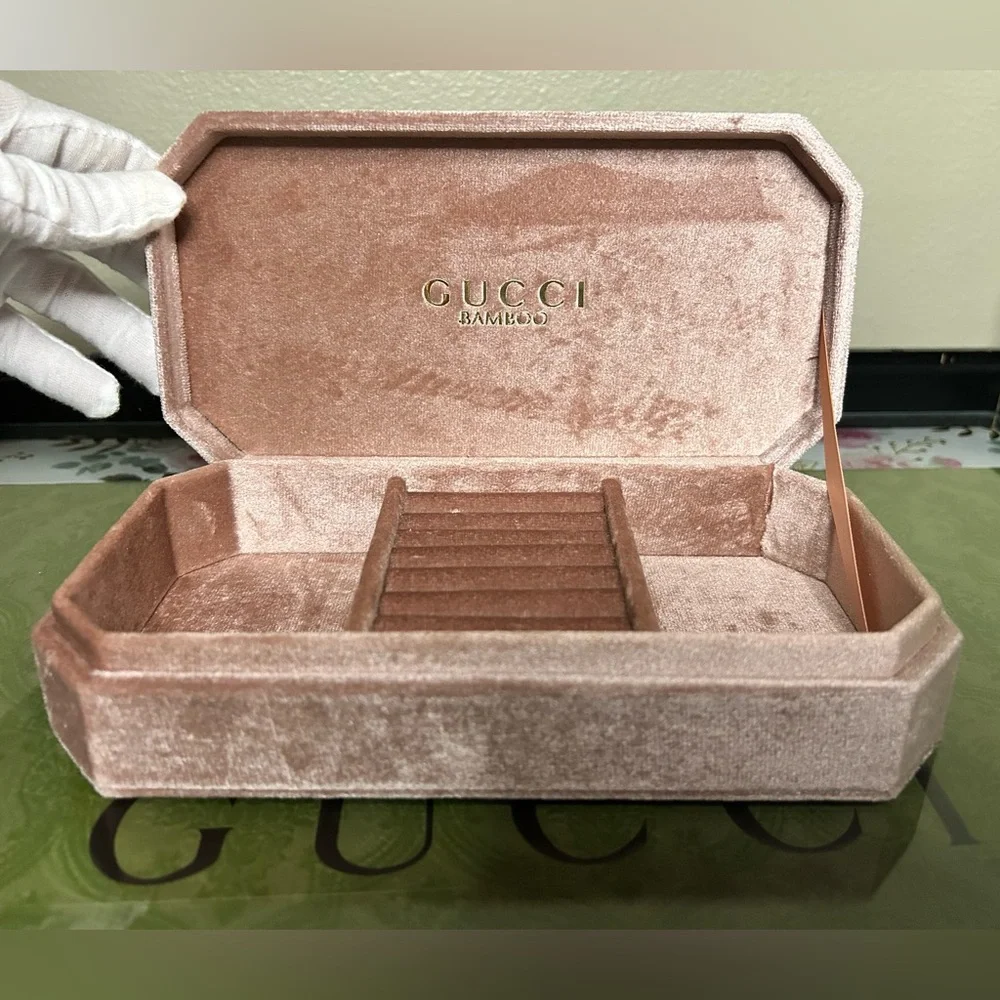 Gucci Bamboo Blush Pink Velvet Jewelry Box